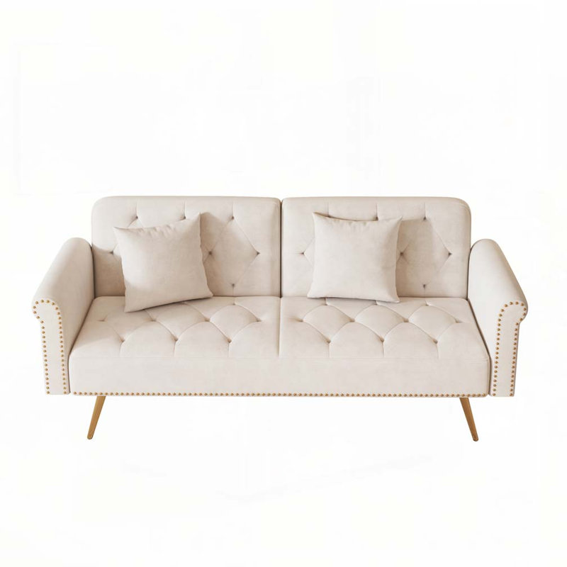 Canapé-lit réglable en velours, Beige