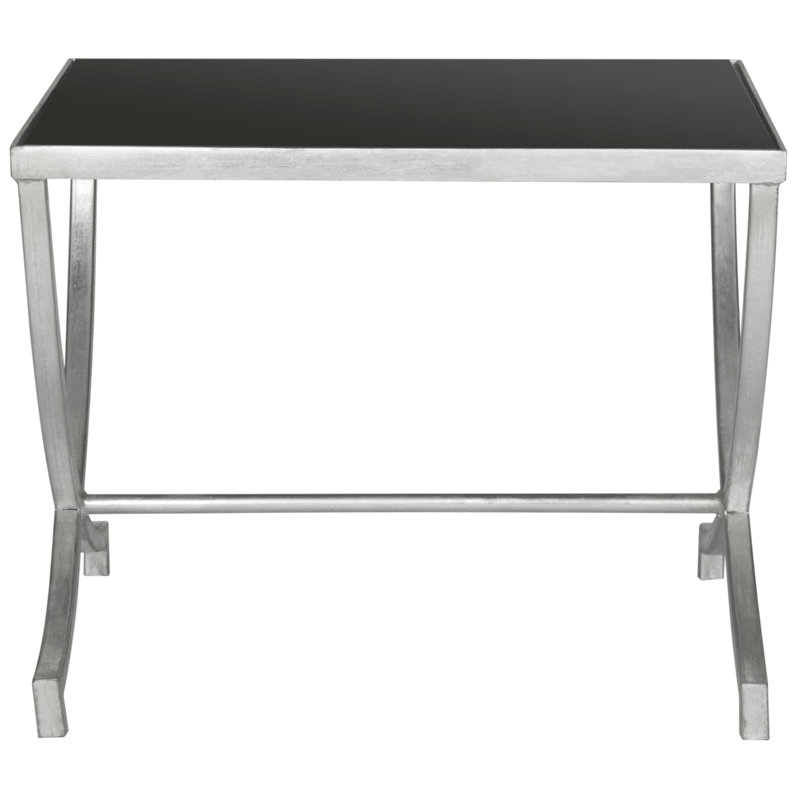 Zephyrine Cross Legs End Table, Black/Silver