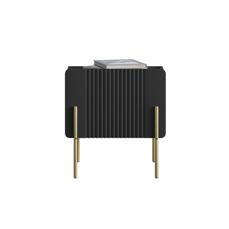 Ousmane 45cm W Laminate Bedside Table, Gold/Black