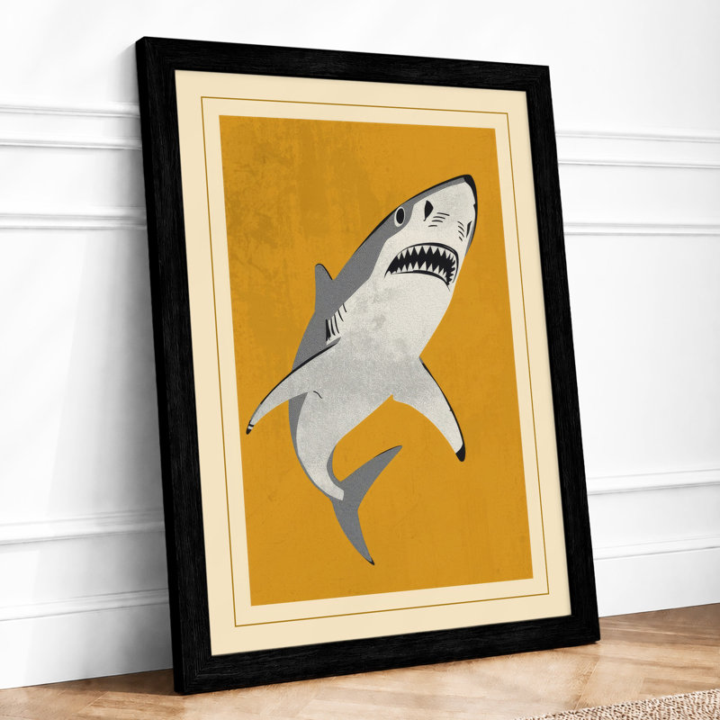 Great White Below Mid-Century - Framed Print, A1 - 84.1 x 59.4 cm, Black