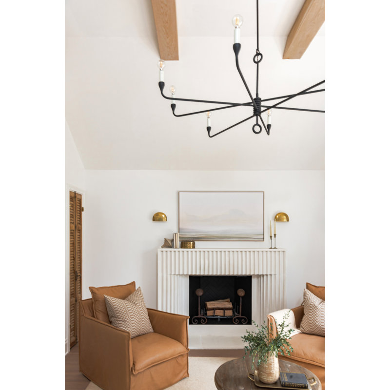 8 - Light Chandelier, Vintage Gold Leaf