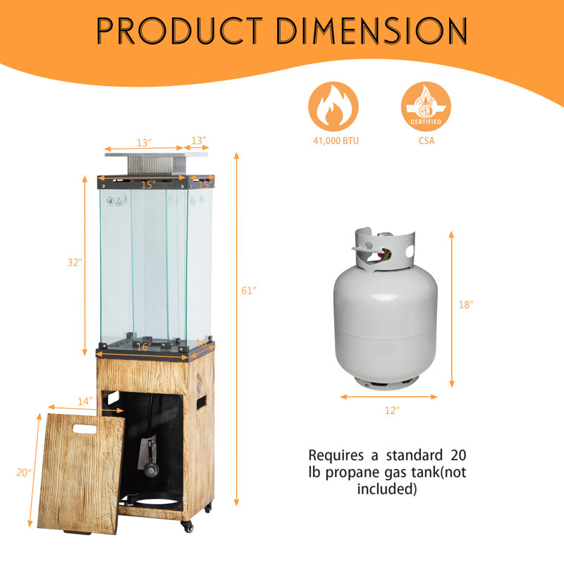 Chauffe-terrasse au propane 41 000 BTU, Naturel