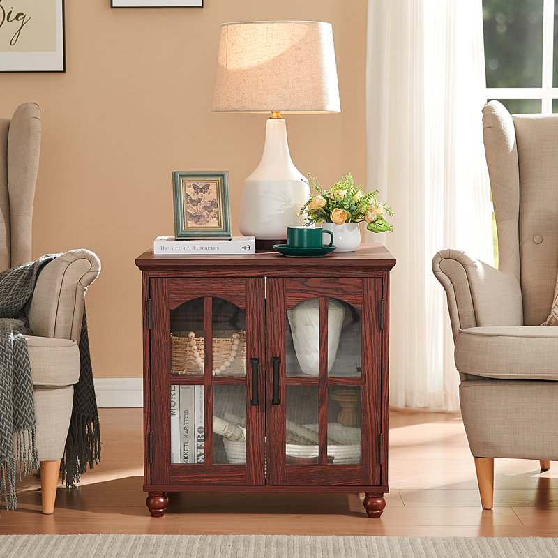 Table de bout Farmhouse avec station de charge, grand canapé de 24 po avec porte de grange en verre, table de chevet en bois rustique avec tablette de rangement réglable, table de chevet carrée pour le salon, le bureau de la chambre à coucher