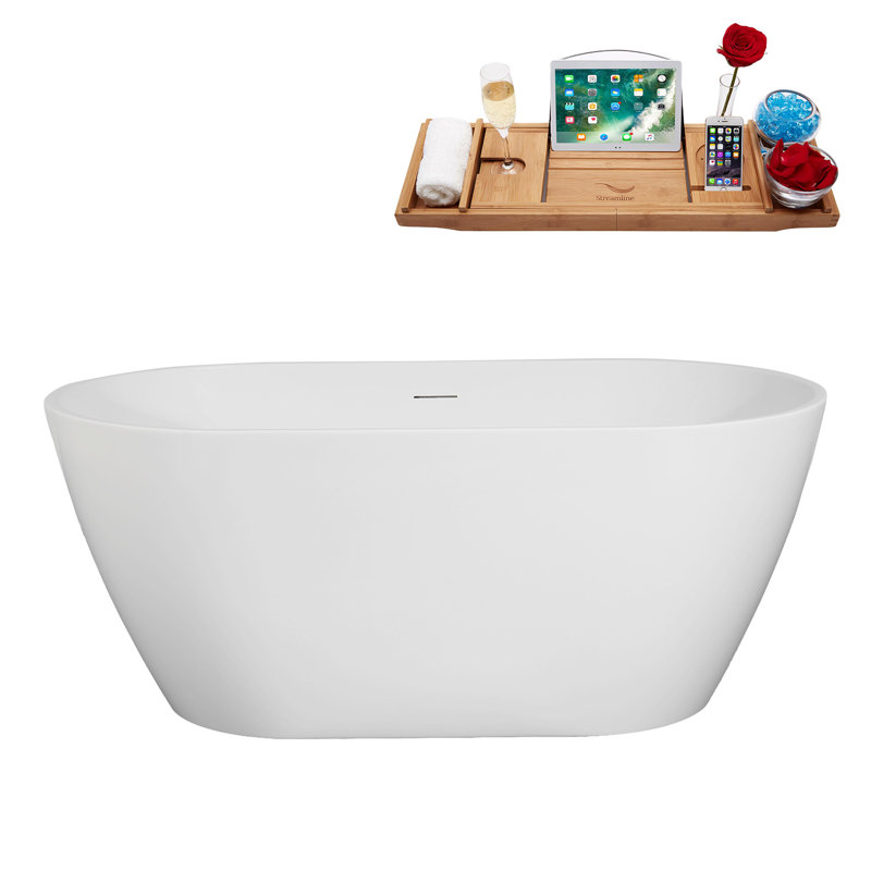 Baignoire autoportante 55 "avec drain interne Streamline, Polished Gold