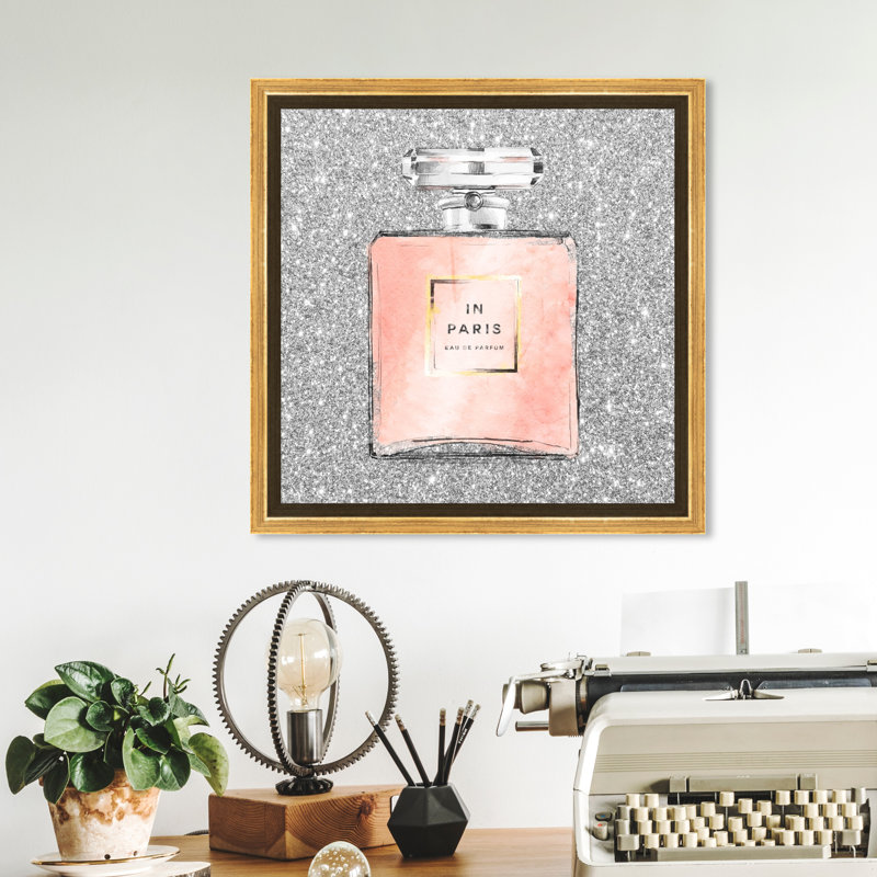 «Paris Glitter Spring, Paris Glitter Perfume», impression sur toile gris moderne pour le bain, H 13 po x l 13 po