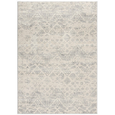 2’ X 3’ Ivory Distressed Ikat Pattern Scatter Rug