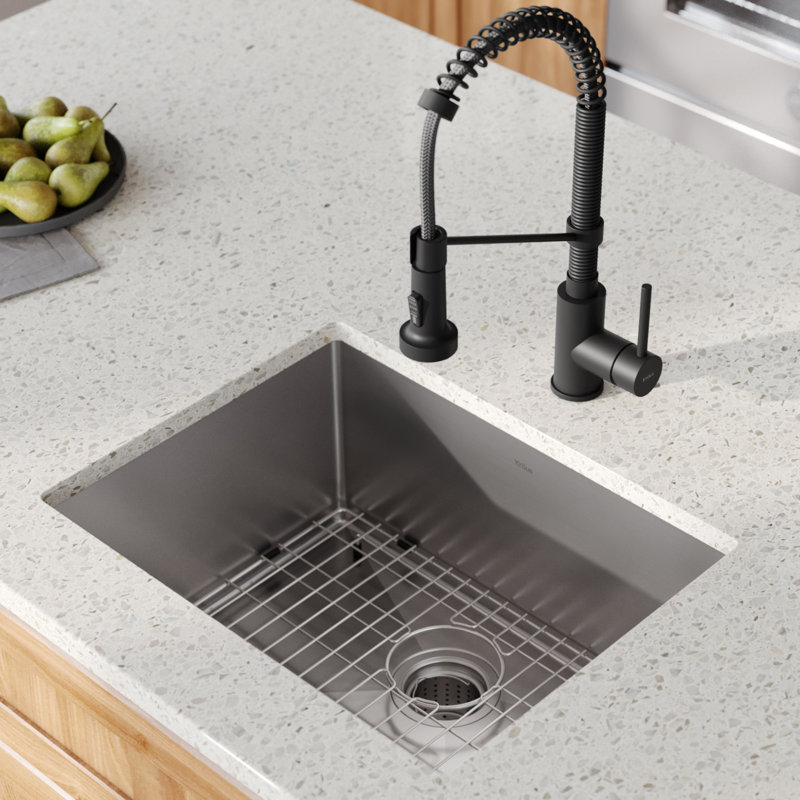 Standart PRO™ 23" L x 18" W Undermount Kitchen Sink with Faucet, Matte Black