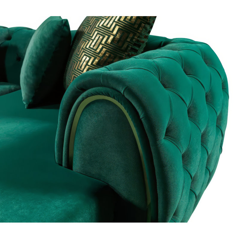 Canapé modulaire Farhanaaz, Or, Velours vert