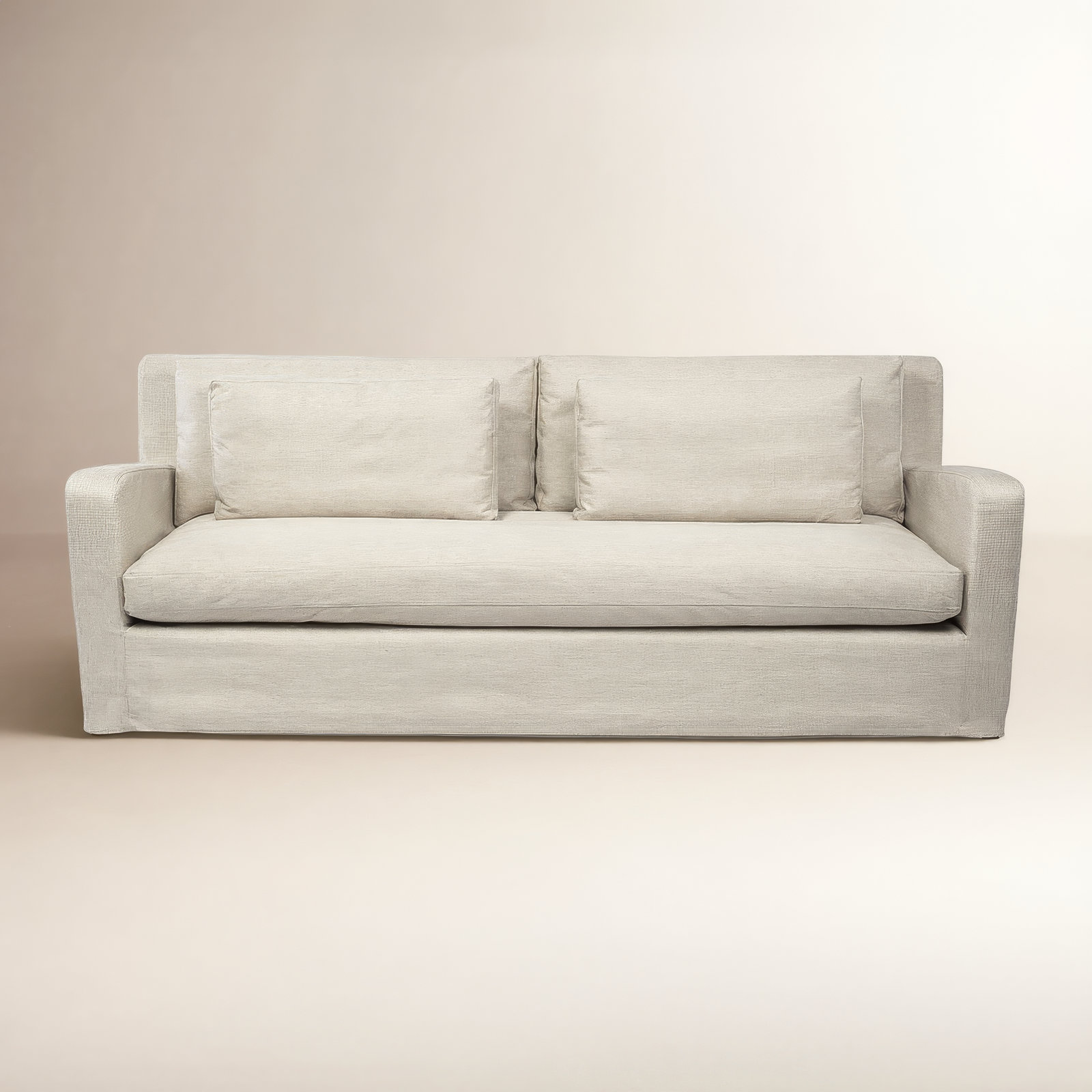 Nessa 93" Slipcovered Sofa, Cream Linen Blend