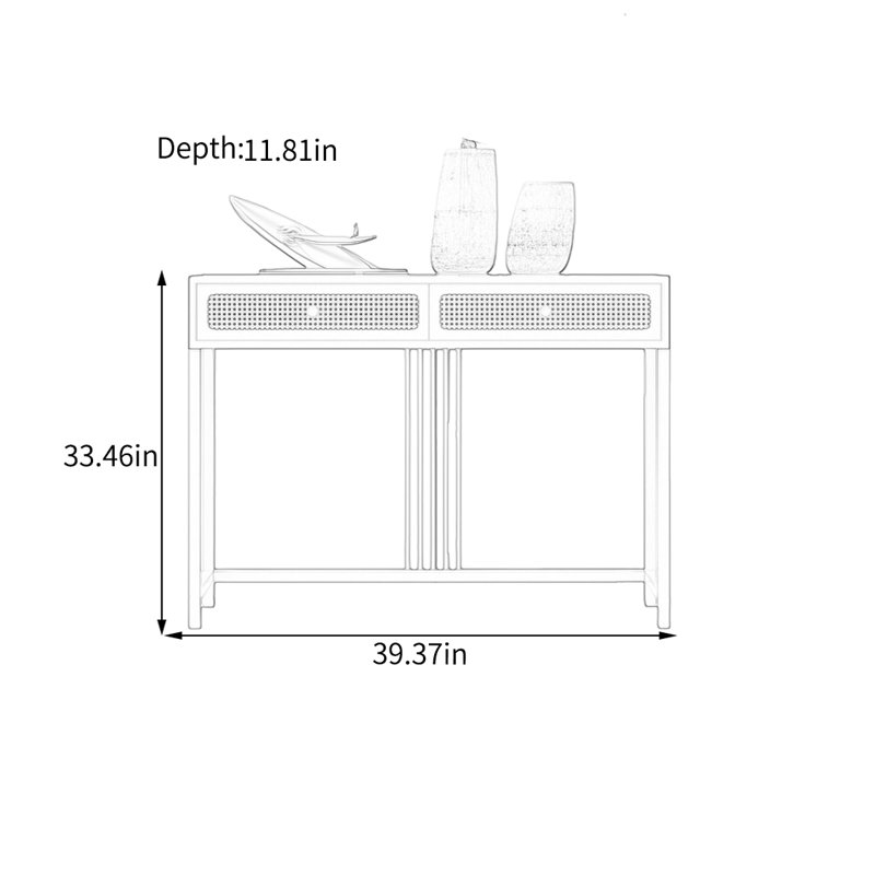 Console Modern, Noir, 33.46" H x 39.37" W x 11.81" D, Noir