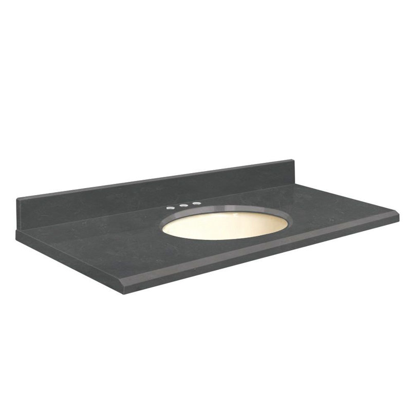 49'' Stone Single Bathroom Vanity Top with Sink, Biscuit, 8" Offset, Overture