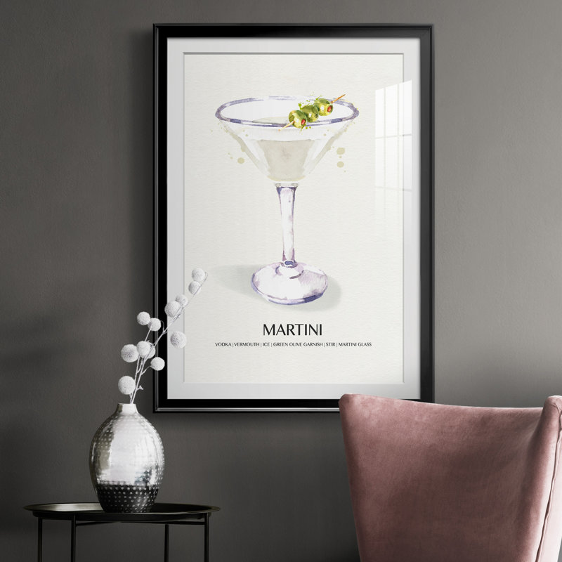 Martini - peinture encadrée, Noir, H 30,5 po x l 42,5 po x P 1,5 po