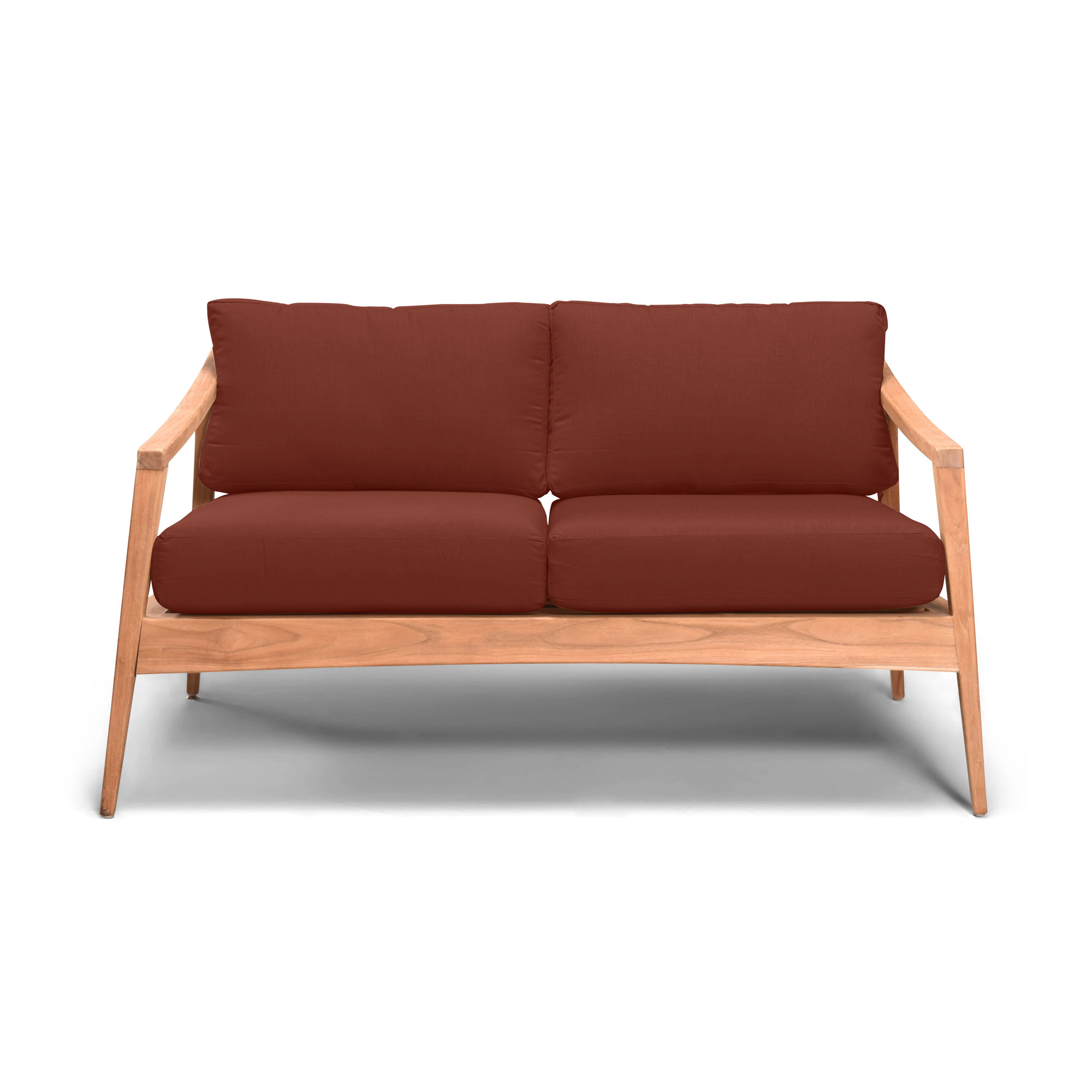 Elswick 59'' Wide Teak Loveseat with Sunbrella® Cushions, Canvas Henna Sunbrella® Canvas