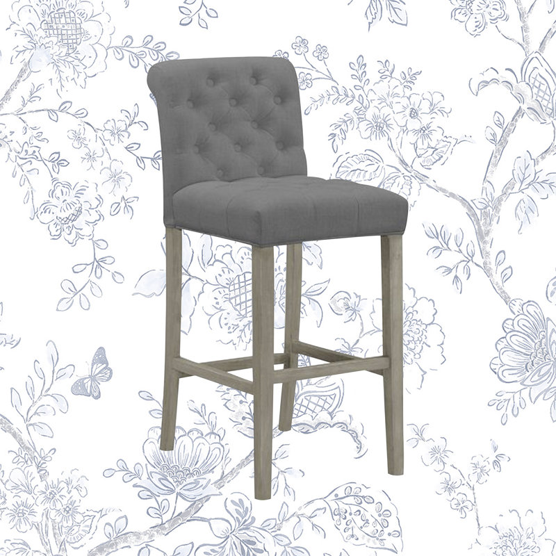 Cirencester Upholstered Counter Stool, Gray, Bar Stool (29'' Seat Height)