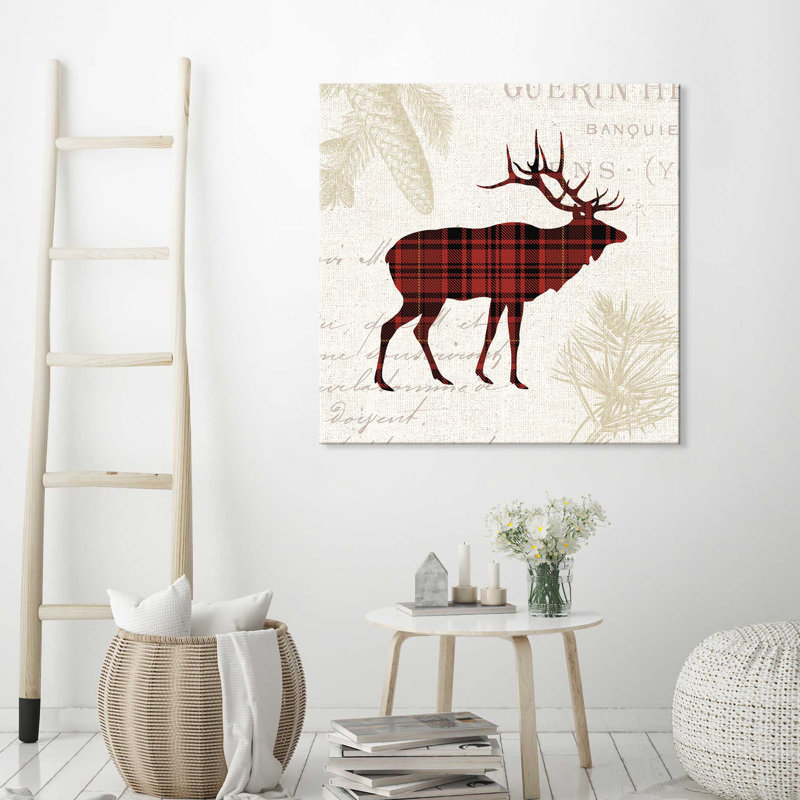 «Plaid Lodge III», impression sur toile, H 18 po x l 18 po x P 1 po, Toile tendue