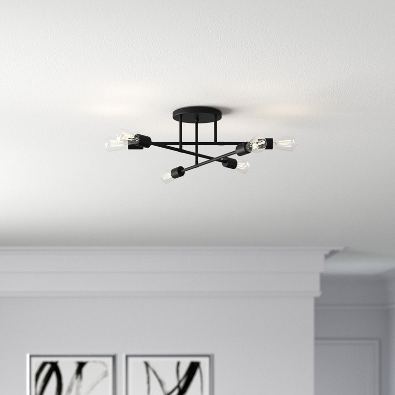 Renshaw 6 - Light Bulbs Sputnik 21.65" Semi Flush Mount Light Fixture, Black