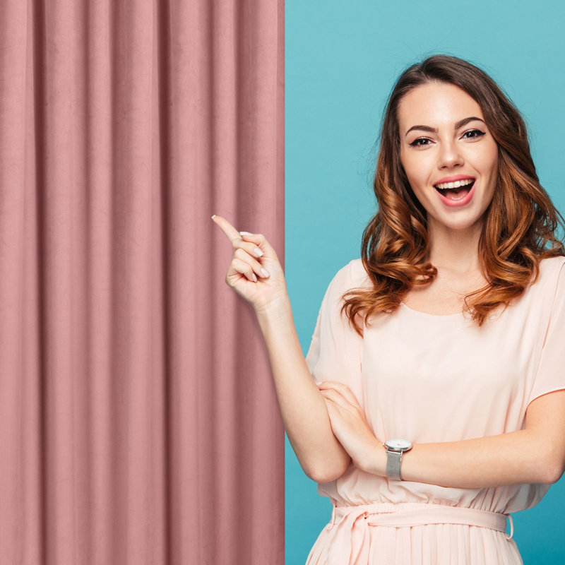 Odoaker Semi Sheer Curtains Single Panel, Pink