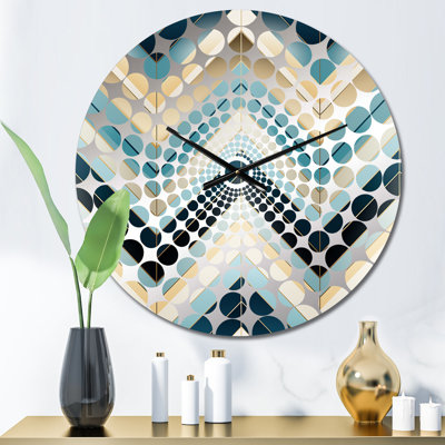 Tiles Blue And White Chevron Dreams - Geometric  Wall Clock