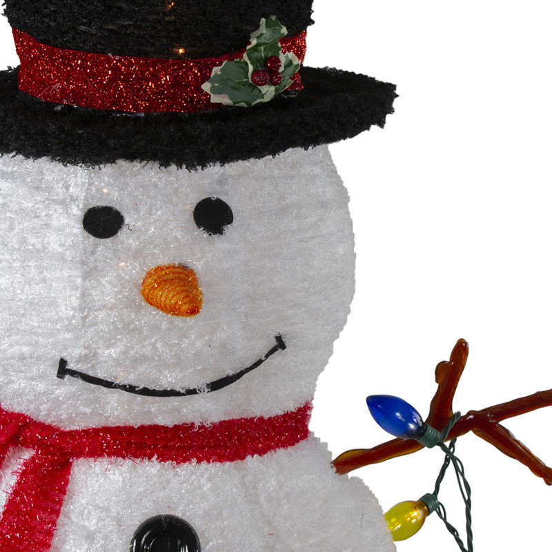 Décoration de Noël d'extérieur 4 pi en forme de chenille avec bonhomme de neige 3-D rouge et blanc