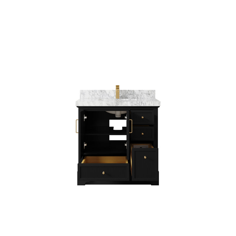 Meuble-lavabo simple 36 po avec plateau en marbre Alys