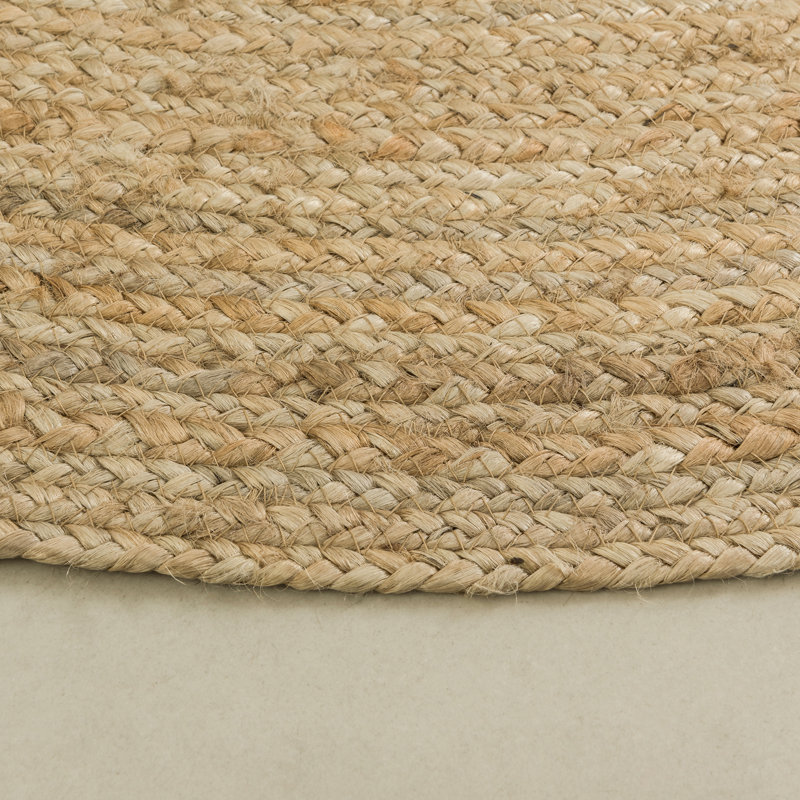 Kayleigh Hand-Braided Jute Area Rug, Off White/Natural, Round 8'