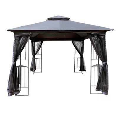 Tente d'auvent pour patio avec abri double toit ventilé et moustiquaire (moustiquaire amovible sur tous les côtés), convenant à la pelouse, au jardin, à la cour et à la terrasse