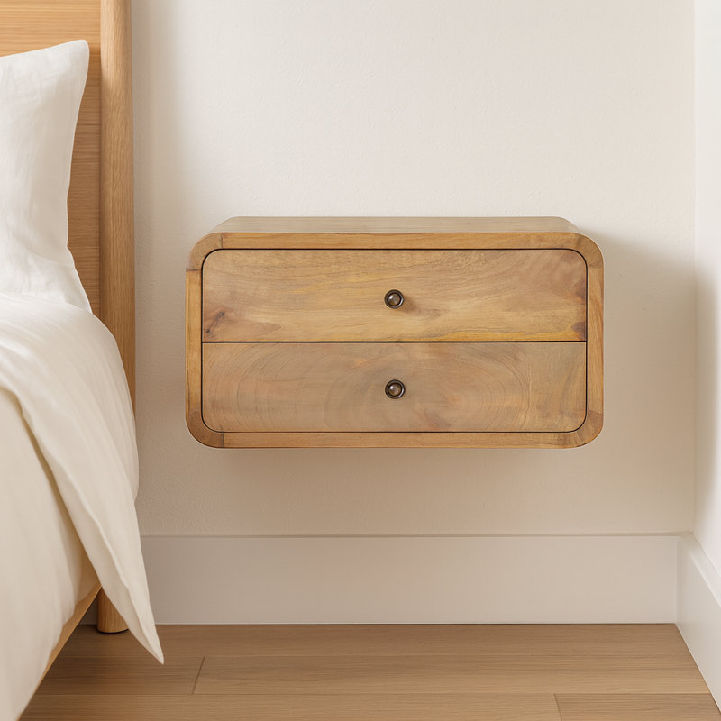 Stoneham 45cm W Solid Wood Bedside Table