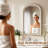Arched Bathroom Wall Mounted Vanity Mirror, Vintage Beaded Decorative Makeup Mirror-1494827670-1494827665
