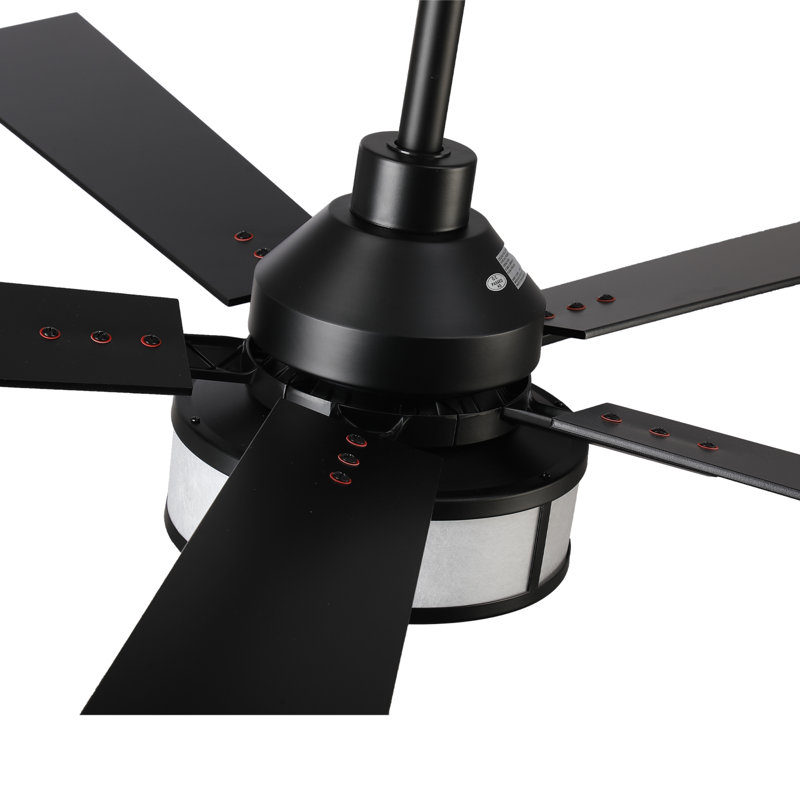 52" Modern 3CCT LED Ceiling Fan With Cracked Effect Shade, Remote Control, Double Sided Blades, 6-Speed DC Motor, Dimmable, Timer