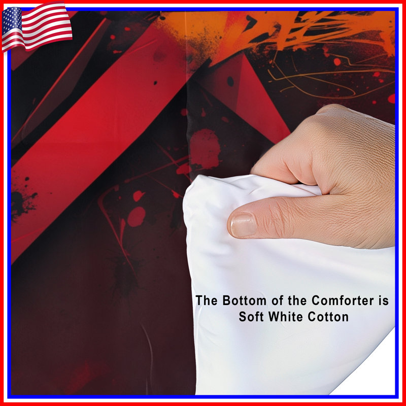 Édredon rouge à motif géométrique abstrait, Twin Extra Long