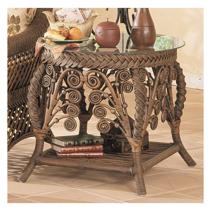 Patnode Glass Top End Table, Brownwash