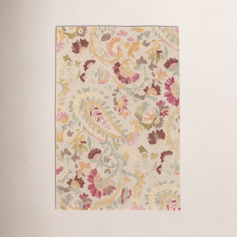 Ines Multi Hand Micro Hooked Wool Rug, Rectangle 5' x 8'