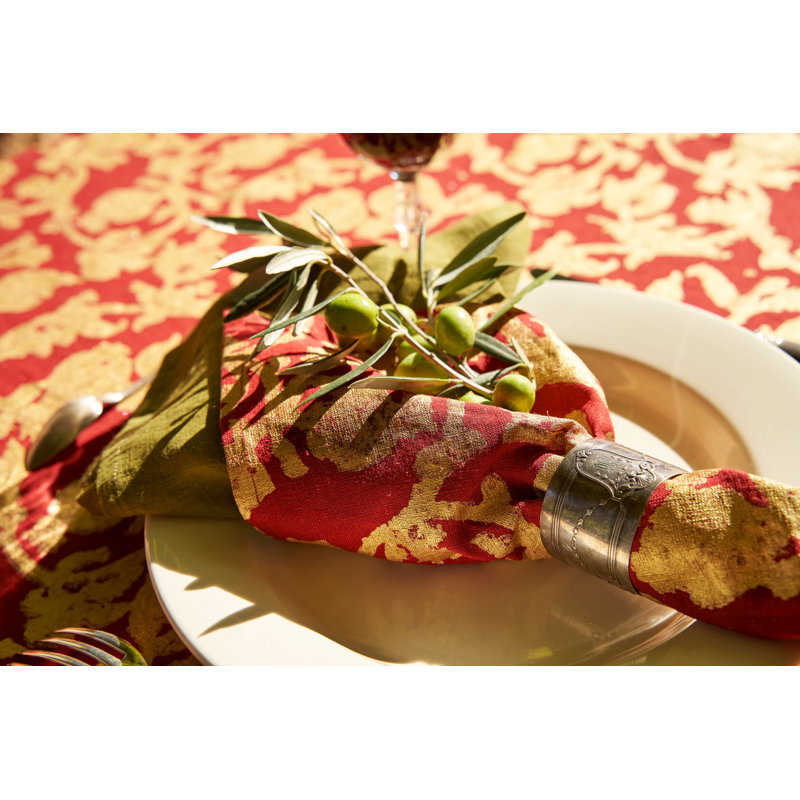 Saint-Rémy D’Or 100% Linen Square Napkins, 19" x 19", Rouge