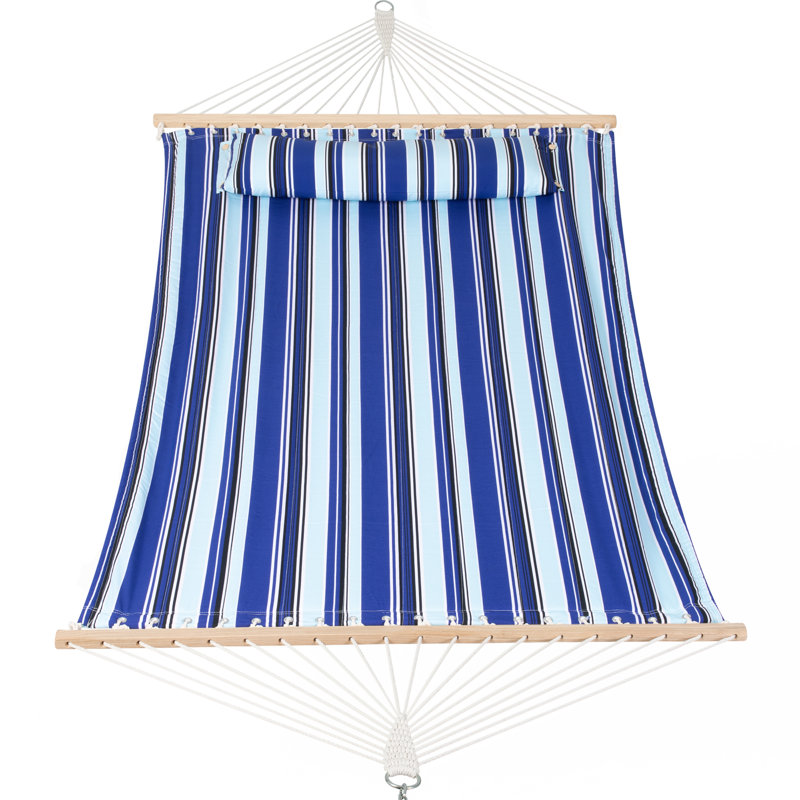 Hamac double classique Volkrad, Bleu marine / rayé turquoise