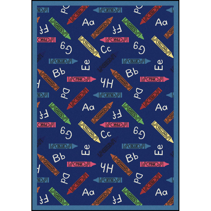 Tapis éducatif à motifs de crayons, Rectangle 3 pi 10 po x 5 pi 4 po, Rouge