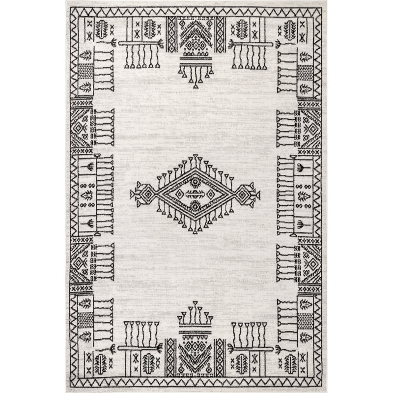 Tapis oriental beige / noir, Rectangle 5 pi x 8 pi
