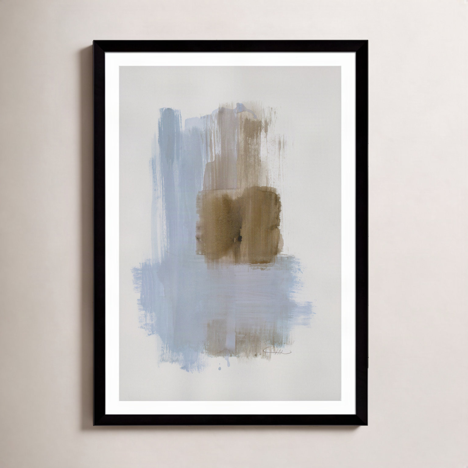 Esmeray "Powder Room Wash IV" Print, 49" H x 35" W x 1.25" D, Black Cube Frame Matted
