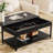 Secure Rectangular Double-Layer Coffee Table with Hidden Storage & Fingerprint Lock