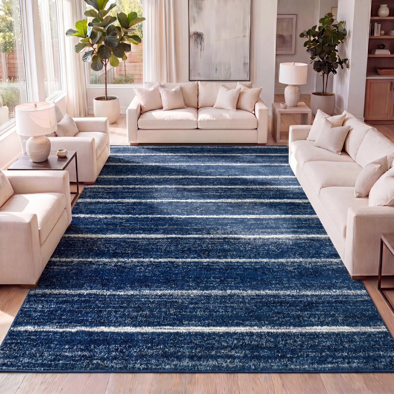 Tapis bleu marine / crème Rocus, Rectangle 7 pi 9 po x 10 pi