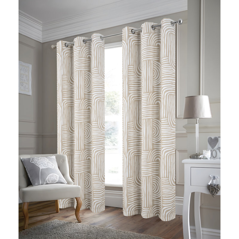 Sarmiento Geometric Woven Window Curtain Set, Taupe