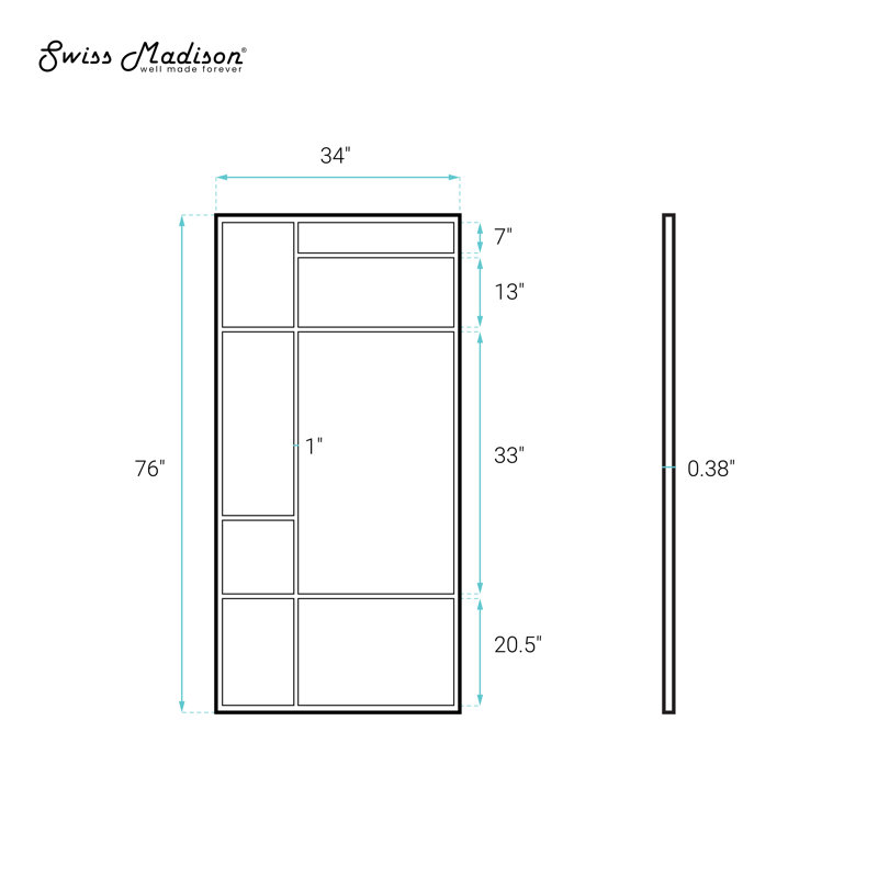 Armoire fixe fixe encadrée 3/8 po (10mm) Porte de douche en verre trempé givré avec cadre noir mat