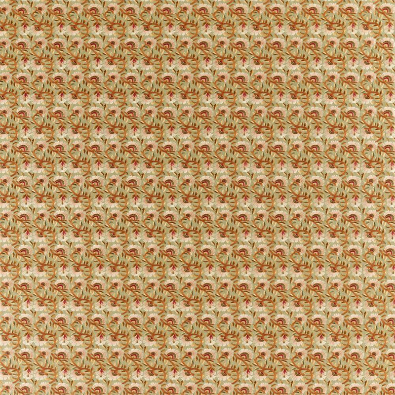 Wardle Embroidery Fabric, Olive/Brick