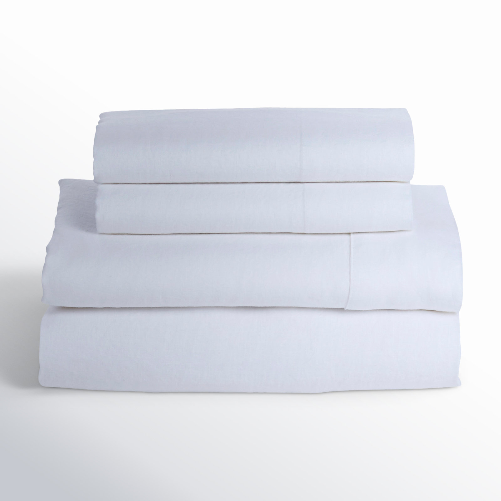 Frazier 100% Linen Machine Woven Sheet Set, Eggshell White, King Sheet Set with 2 Pillowcases