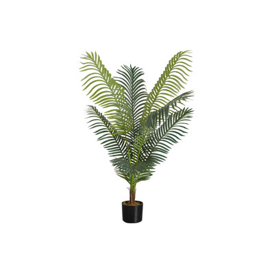 Plante artificielle, 47 po de haut, palmier, intérieur, faux, faux, plancher, verdure, pot, véritable touche, décoratif, feuilles vertes, pot