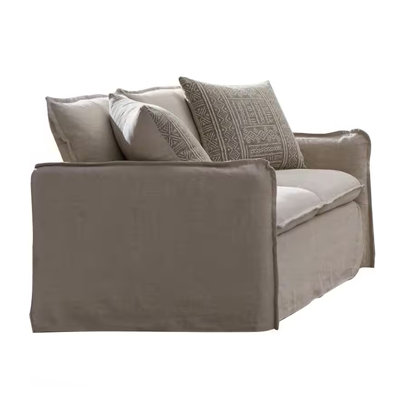 Causeuse Savoir, 2 coussins décoratifs, lin beige moelleux moderne, 64 pouces