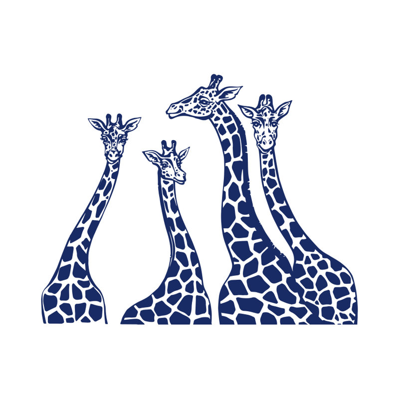 Adhésif décoratif famille girafe, Bleu marine