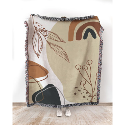 Hand-Drawn with Earth Tone Cotton Blanket