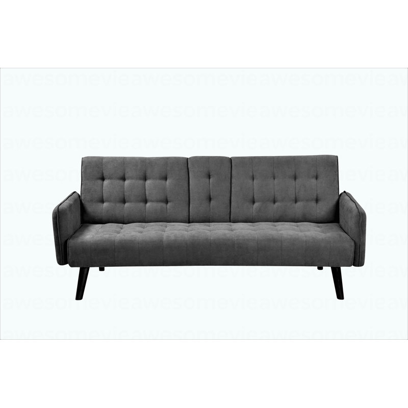 Canapé-lit de 72 po - Dossier convertible pliant en lit double avec porte-gobelet et table rabattable - Canapé en lin compact pour petits espaces - Assemblage facile, gris foncé