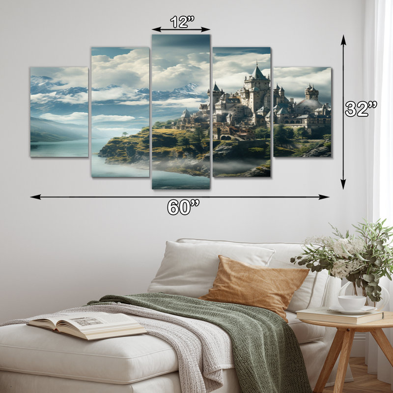 Castles Castle In The - Architecture Wall Art Living Room - 5 Panels