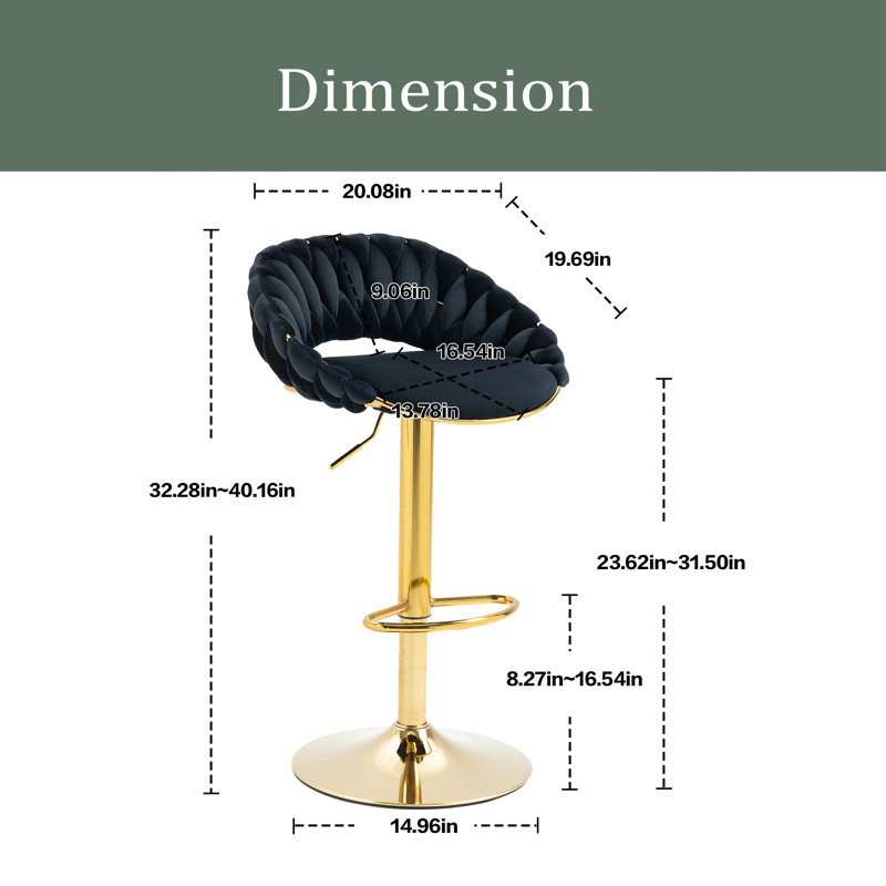Tabouret de bar pivotant Punak, Noir